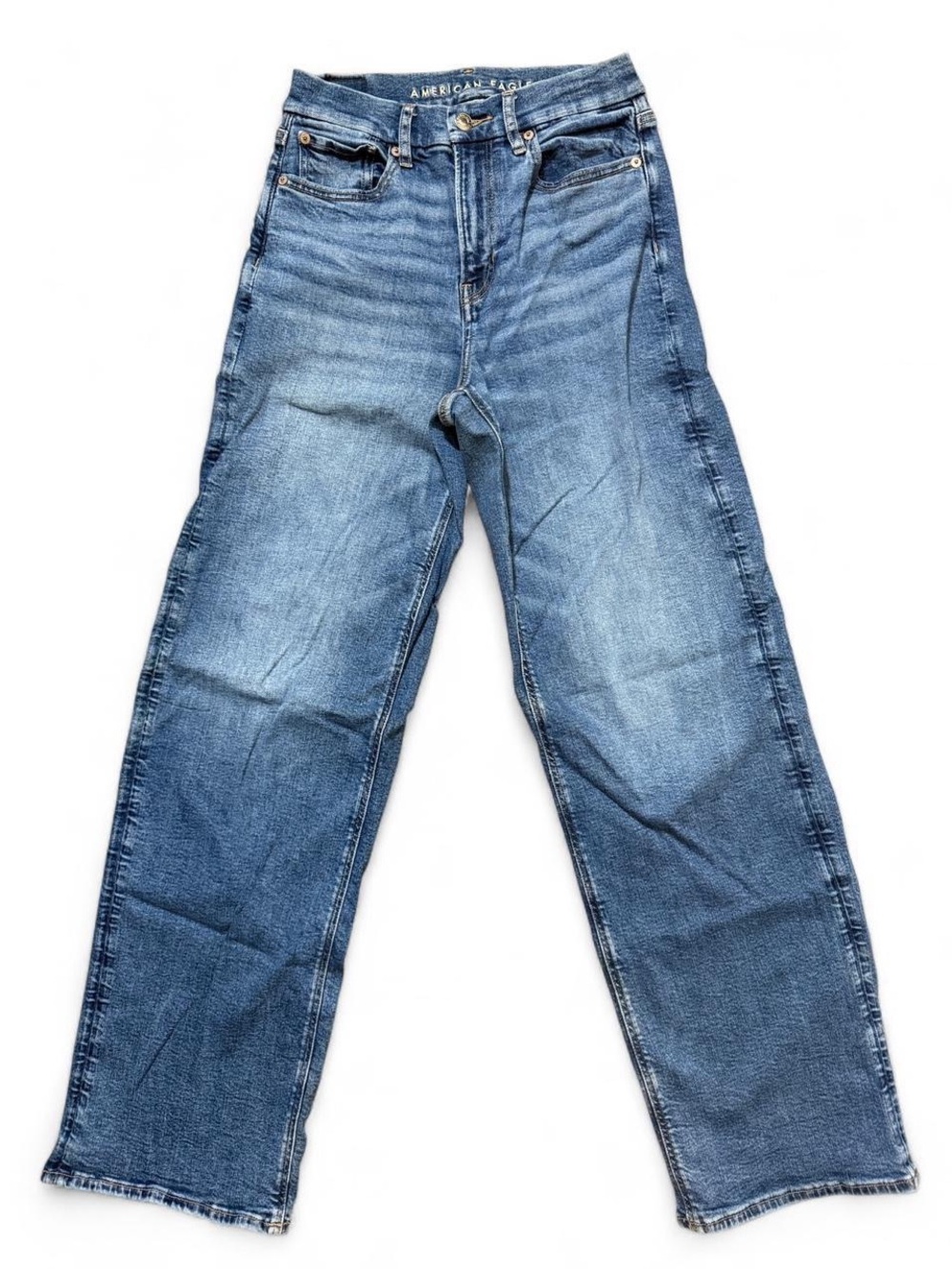 American Eagle Stretch Wide Leg Jeans Size 2 Long High Rise